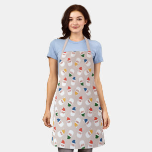 Cute Santa Faces Christmas Pattern Apron
