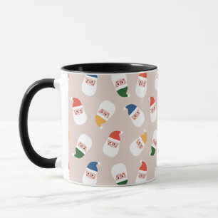 Cute Santa Faces Christmas Pattern Mug