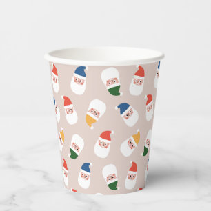 Cute Santa Faces Christmas Pattern Paper Cups