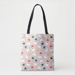 Cute Santa Faces Christmas Pattern Tote Bag