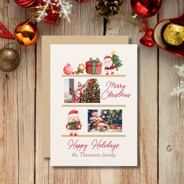 Cute Santa Family Photo Merry Christmas Holiday Card (Creator Uploaded)