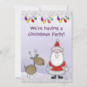 Cute Santa Faux Jewels Christmas Invites