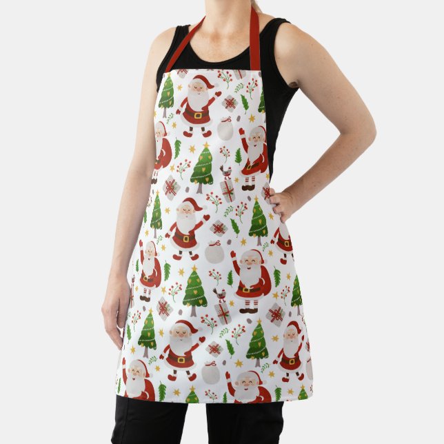 Cute Santa Festive Christmas Holidays Modern Apron (Insitu)