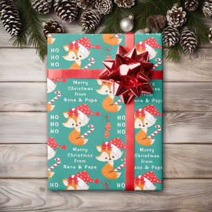 Cute Santa Fox Personalised Christmas Wrapping Paper