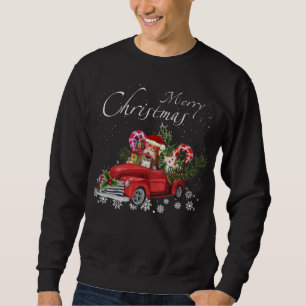Cute Santa Fox Terrier Riding Red Truck Merry Chri Sweatshirt