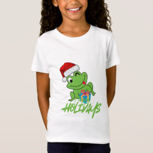 Cute Santa Frog   Funny “Hoppy Holidays” Christmas T-Shirt