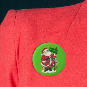 Cute Santa Furry Animals Merry Christmas 6 Cm Round Badge