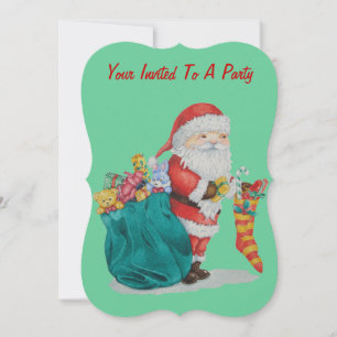 Cute santa getting ready for christmas invitation