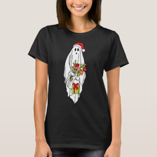 Cute Santa Ghost Floral Merry Xmas Holiday Red Poi T-Shirt