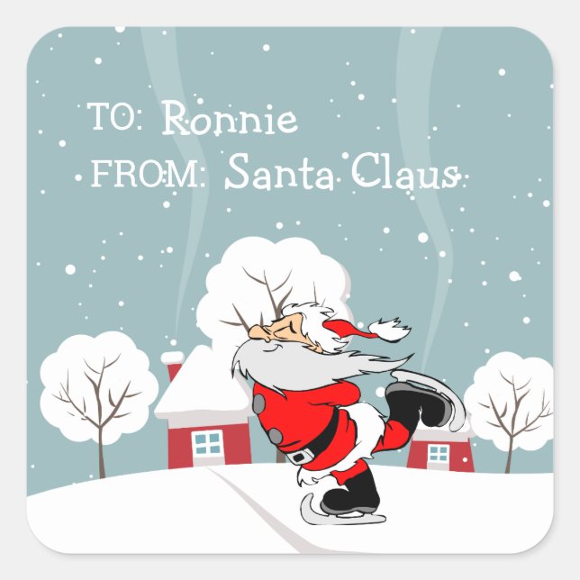 Cute Santa Gift | Personalised Square Sticker (Front)