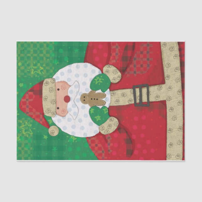 Cute Santa Gingerbread Festive Christmas Tissue Paper (Front)