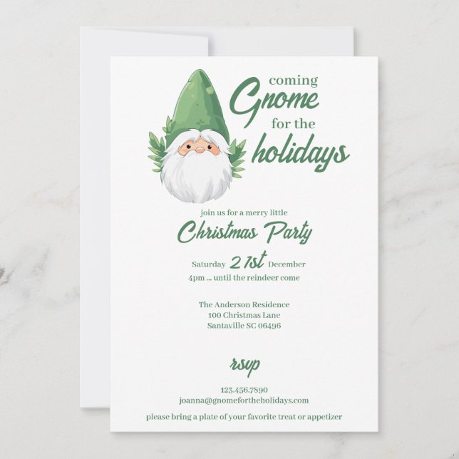 Cute Santa Gnome for the Holidays Holiday Card (Front)