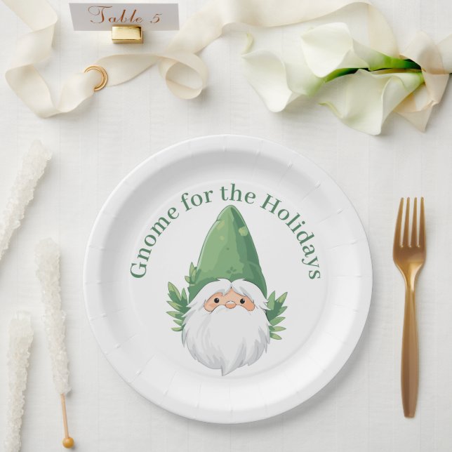 Cute Santa Gnome for the Holidays Paper Plate (Wedding)