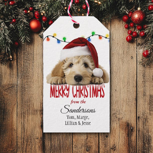 Cute Santa Goldendoodle Christmas Gift Tags