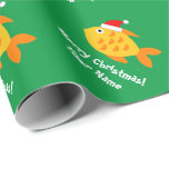 Cute Santa goldfish kid's Christmas wrapping paper<br><div class="desc">Cute Santa goldfish kid's Christmas wrapping paper. Funny vector art animal design with Santa Clause hat. Personalized giftwrap rolls for parents, children, babies and pets. Fun colorful gold fish illustration with for the Holidays. Add your own name and custom seasons greetings like Merry Christmas or Happy Holidays. Also fun for...</div>