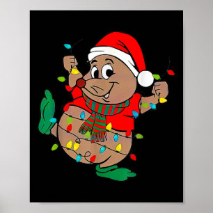 Cute Santa Gus Christmas Lights  Poster