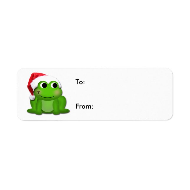 Cute Santa Hat Froggy Christmas Gift Tag Stickers (Front)