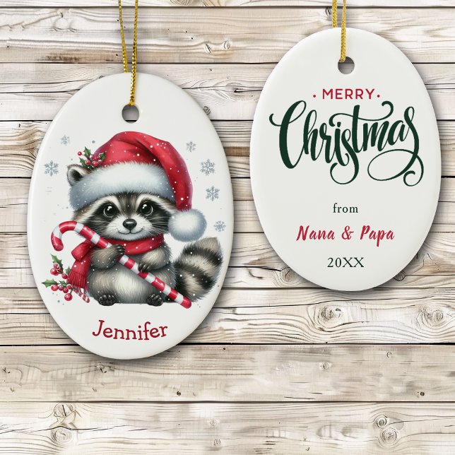 Cute Santa Hat Racoon Christmas Ceramic Tree Decoration (Creator Uploaded)