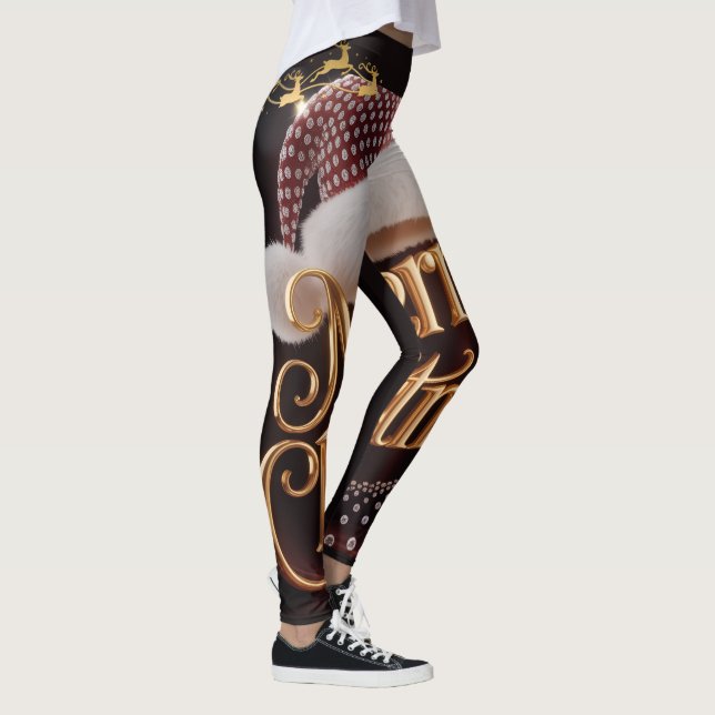Cute Santa Hat & Typography Leggings (Right)