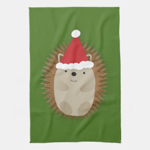 Cute Santa Hedgehog Tea Towel