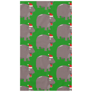 cute santa hippo christmas hippopotamus tablecloth