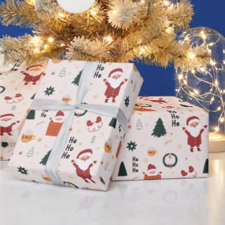 Cute Santa Ho Ho Ho Christmas Wrapping Paper