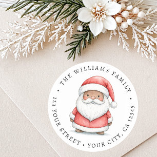 Cute Santa illustration Christmas return address Classic Round Sticker