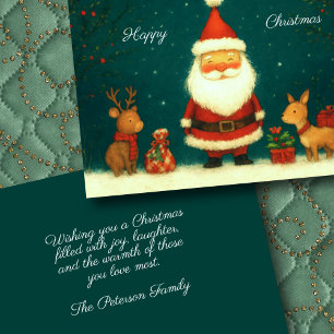 Cute Santa Illustration with Animals Card