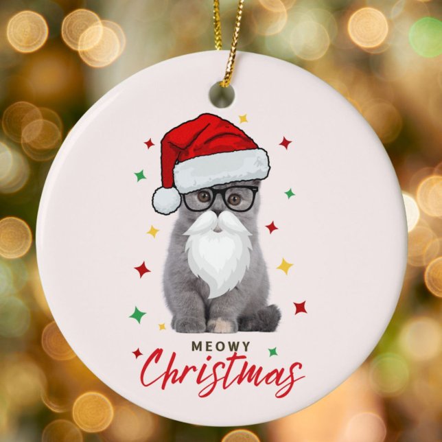 Cute Santa Kitten Meowy Christmas Ceramic Tree Decoration (Creator Uploaded)
