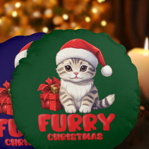 Cute Santa Kitten Pillow