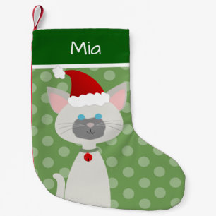 Cute Santa Kitty Small Christmas Stocking