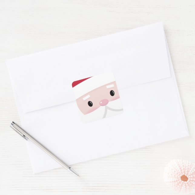 Cute Santa Klaus Face Square Sticker (Envelope)
