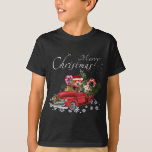 Cute Santa Labradoodle Riding Red Truck Merry Chri T-Shirt