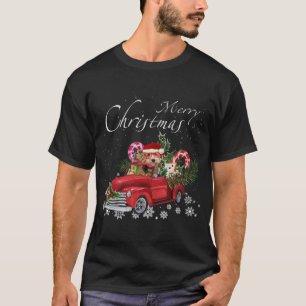 Cute Santa Labradoodle Riding Red Truck Merry Chri T-Shirt