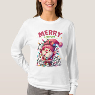 Cute Santa Merry Christmas and Bright T-Shirt