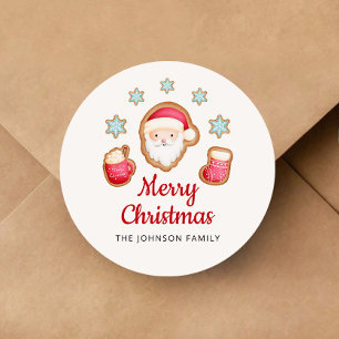 Cute Santa Merry Christmas Classic Round Sticker