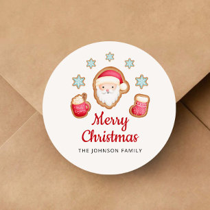 Cute Santa Merry Christmas Classic Round Sticker