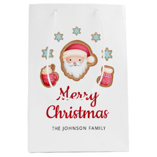 Cute Santa Merry Christmas Medium Gift Bag