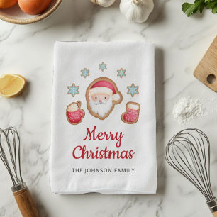 Cute Santa Merry Christmas Tea Towel