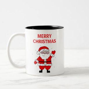 Cute Santa Merry Christmas Two-Tone Coffee Mug