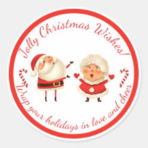 Cute Santa & Mrs Claus Jolly Christmas Wishes Enve