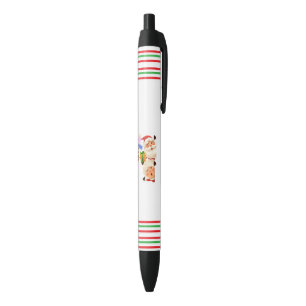Cute Santa & Mrs. Claus Merry Christmas Greeting Black Ink Pen