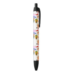 Cute Santa & Mrs. Claus Merry Christmas Greeting  Black Ink Pen