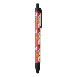 Cute Santa & Mrs. Claus Merry Christmas Greeting  Black Ink Pen