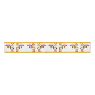 Cute Santa & Mrs. Claus Merry Christmas Greeting Grosgrain Ribbon