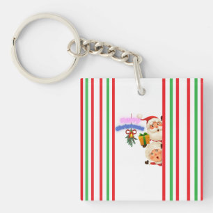 Cute Santa & Mrs. Claus Merry Christmas Greeting  Key Ring