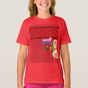 Cute Santa & Mrs. Claus Merry Christmas Greeting  T-Shirt