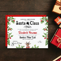 Cute Santa Naughty Nice LIst Official Certificate