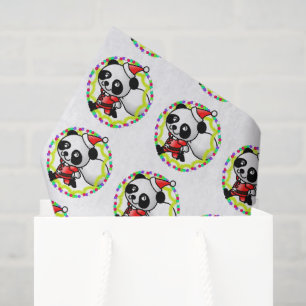 Cute Santa Panda Bear with Bag of Toys Tissue Paper