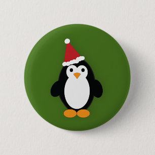 Cute Santa Penguin 6 Cm Round Badge